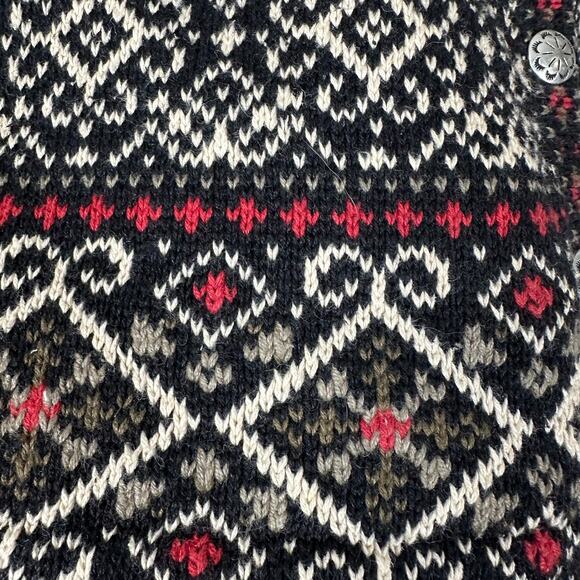 Nomadic Traders Sweater Vest Womens M Black White Nordic Buttons Knit Snowflake - Picture 6 of 13